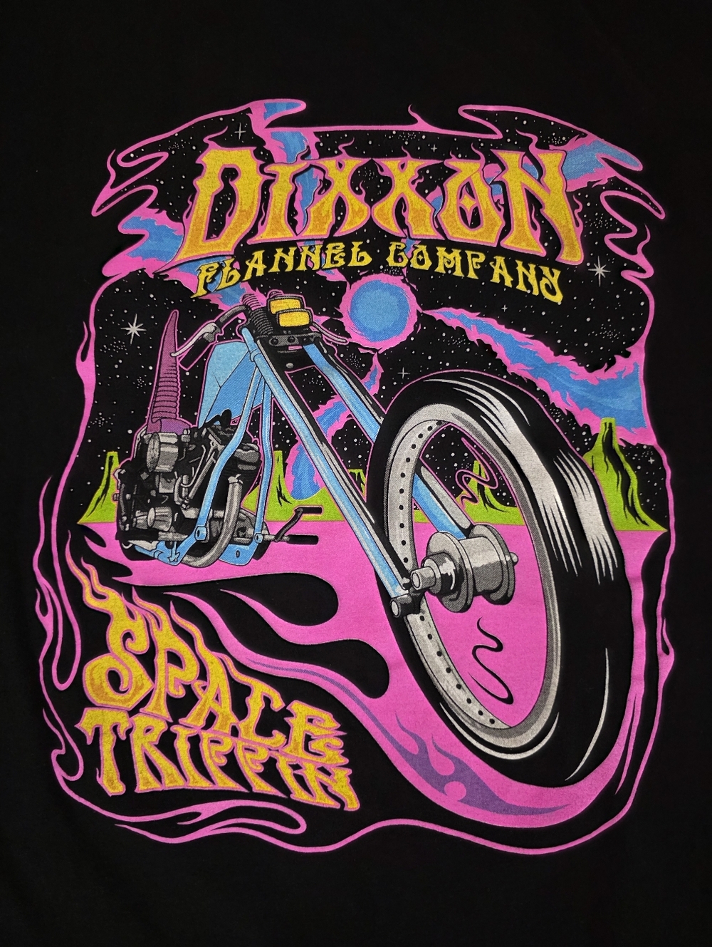 Dixxon Flannel Co Space Tripper Graphic Long Sleeve Tee Men XL Black Neon Cotton - Picture 5 of 9